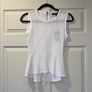 BCBGMaxAzria White Peplum Ribbed Tank Top size XS